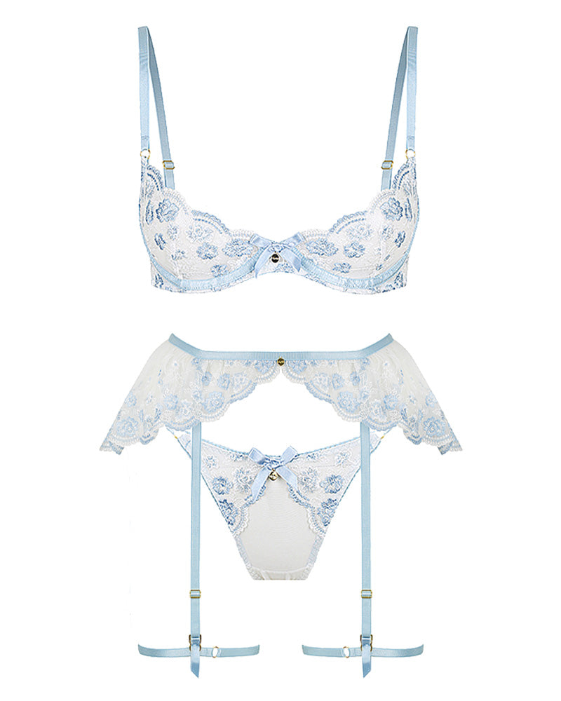 Luna Garter Set Blue